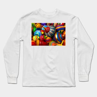 Colorful Old Wooden Toy Tops Long Sleeve T-Shirt